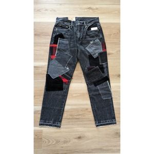 New Ralph Lauren Polo The Avery Boyfriend Black Patchwork Jeans in 26R